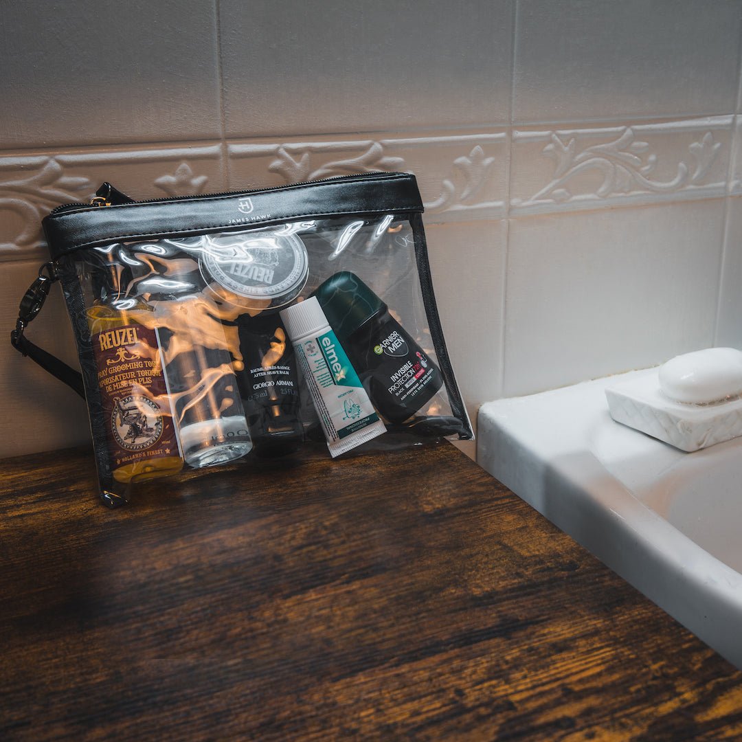 Kamea | James Hawk lufthavns-toilettaske: Stilfuld, rummelig og sikker. Perfekt til sikkerhedskontrol