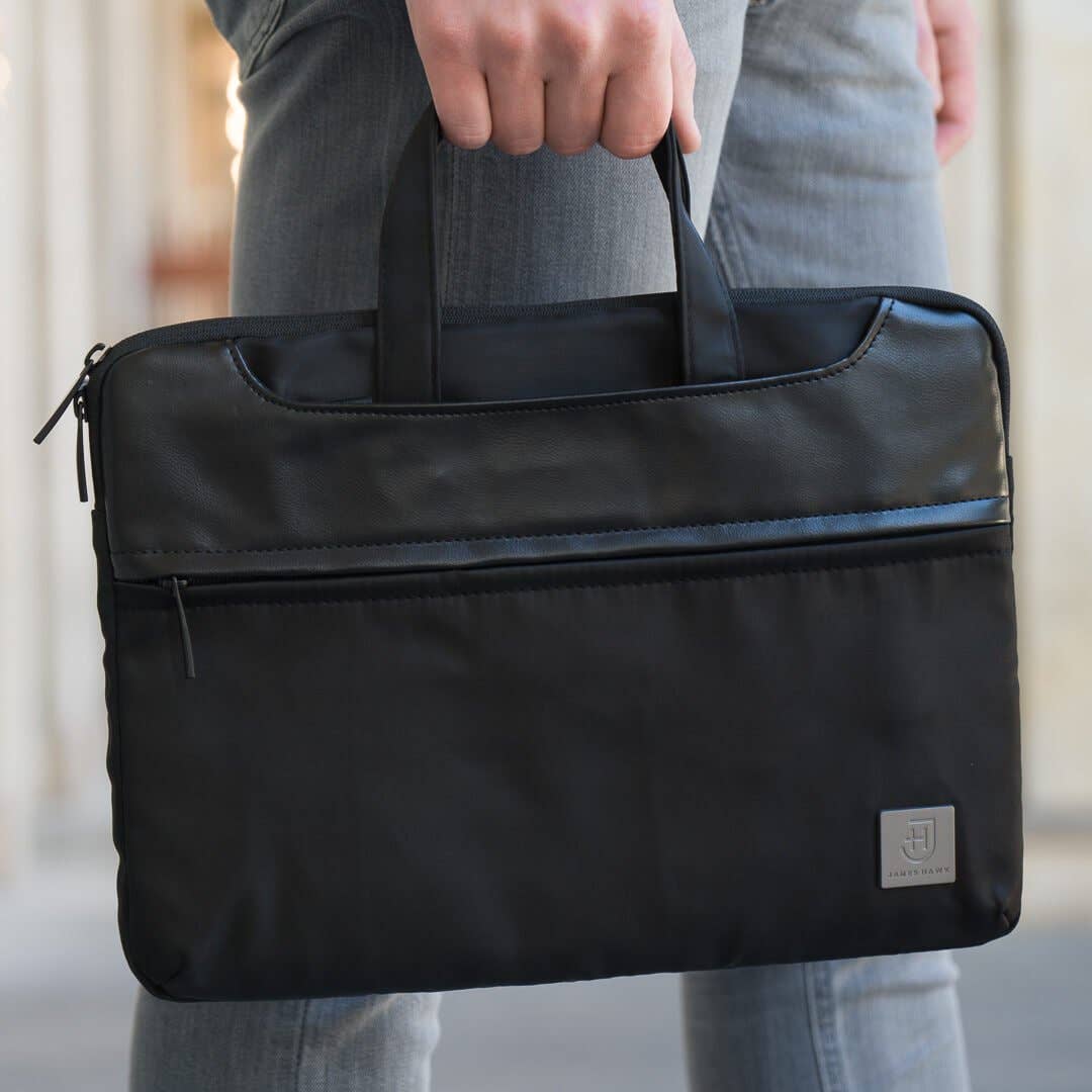 Kamea | James Hawk 2-i-1 taske og laptop-sleeve. Beskytter op til 13,3" bærbar. Udtrækkeligt håndtag. Justerbar skulderrem.