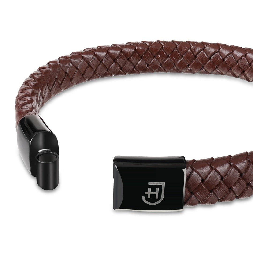 Kamea | James Hawk læder armbånd. Maskulint og bredt. Sort rustfrit stålspænde med magnetlukning. Tre størrelser.