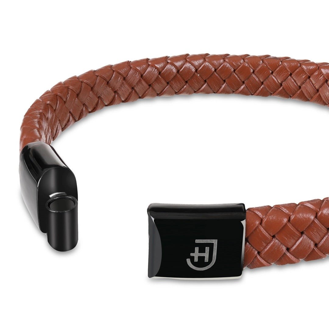 Kamea | James Hawk læder armbånd. Maskulint og bredt. Sort rustfrit stålspænde med magnetlukning. Tre størrelser.