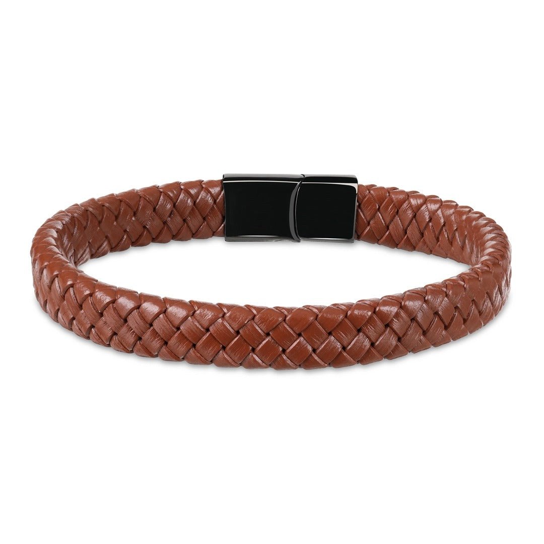 Kamea | James Hawk læder armbånd. Maskulint og bredt. Sort rustfrit stålspænde med magnetlukning. Tre størrelser.