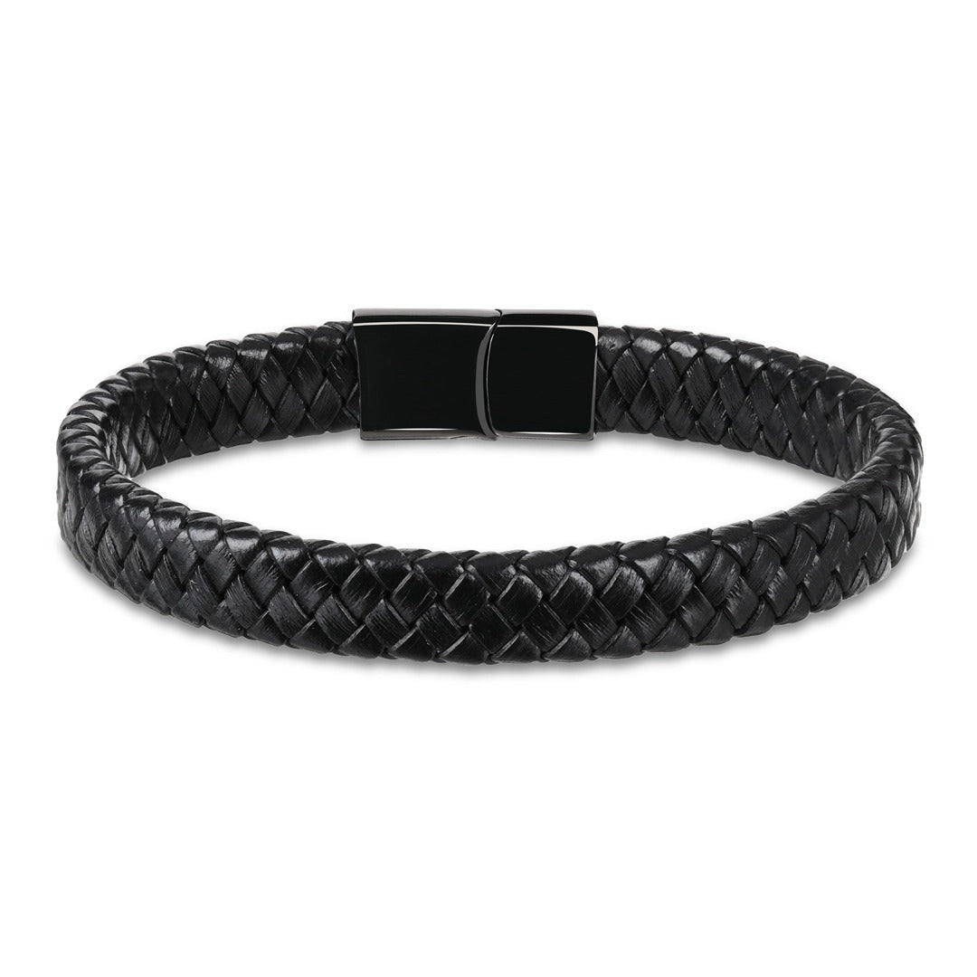 Kamea | James Hawk læder armbånd. Maskulint og bredt. Sort rustfrit stålspænde med magnetlukning. Tre størrelser.