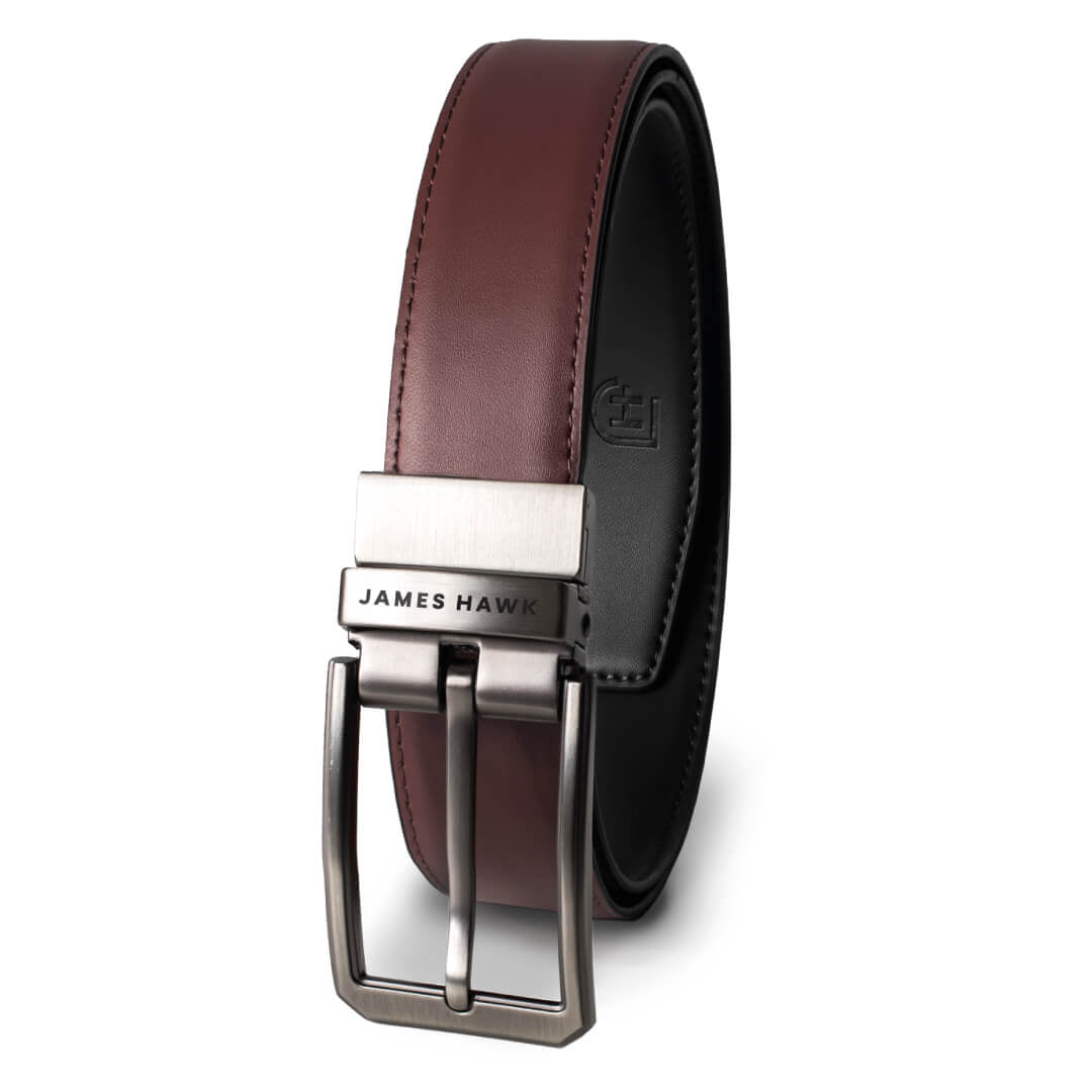 Kamea | James Hawk vendbart læderbælte. Unikt design. Nikkelfri metalspænde. 100% okselæder. 3,5 cm bredt.