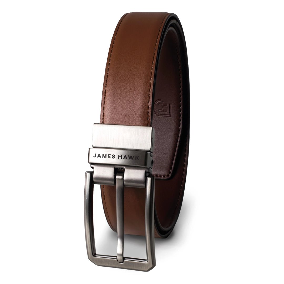 Kamea | James Hawk Vendbart læderbælte. Unikt design. Nikkelfri metalspænde. 100% okselæder. 2,8 cm bredt.