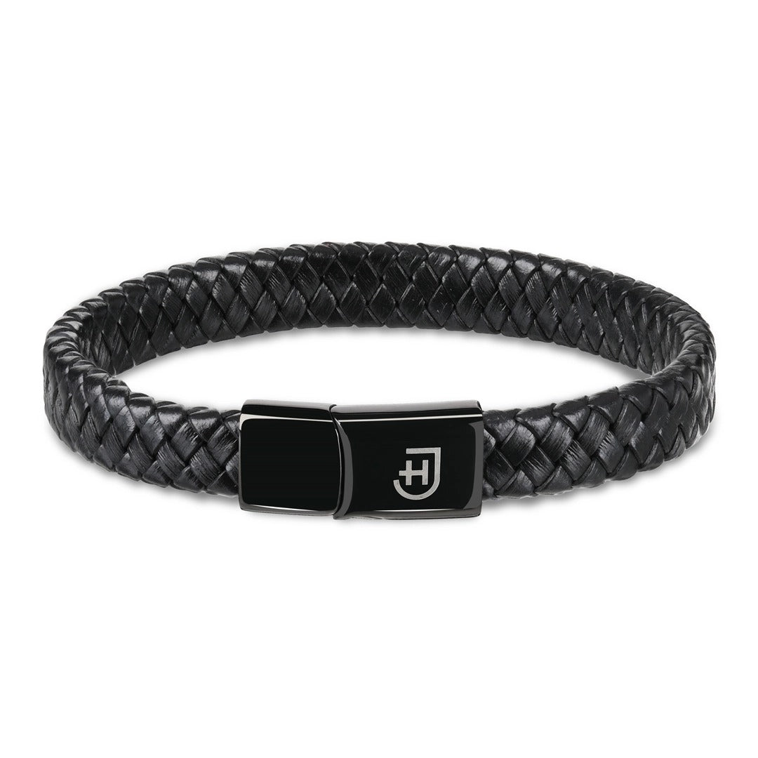 Kamea | James Hawk læder armbånd. Maskulint og bredt. Sort rustfrit stålspænde med magnetlukning. Tre størrelser.