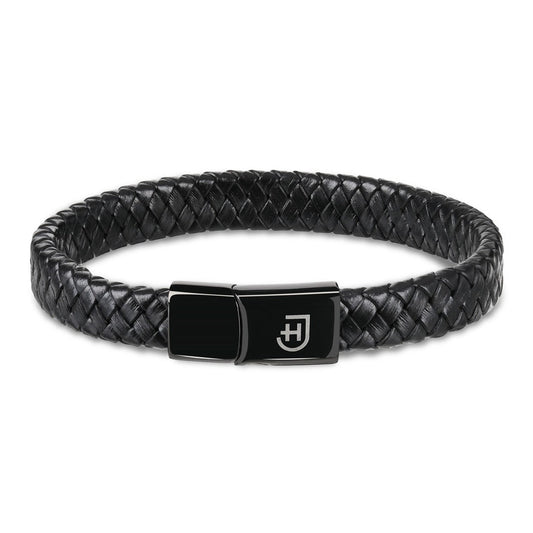Kamea | James Hawk læder armbånd. Maskulint og bredt. Sort rustfrit stålspænde med magnetlukning. Tre størrelser.