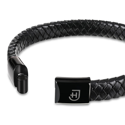 Kamea | James Hawk læder armbånd. Maskulint og bredt. Sort rustfrit stålspænde med magnetlukning. Tre størrelser.