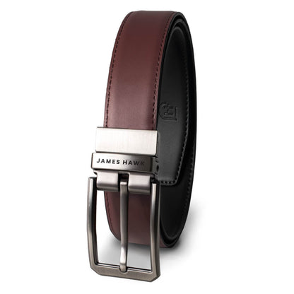 Kamea | James Hawk vendbart læderbælte. Unikt design. Nikkelfri metalspænde. 100% okselæder. 3,5 cm bredt.