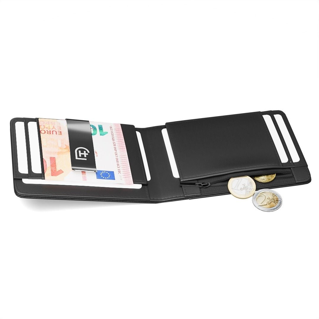 Kamea | James Hawk ultra tynd pung. Tykkelse på kun 1,5 cm. Plads til 9 kort og kontanter. RFID-beskyttelse.