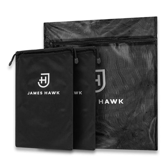 Kamea | James Hawk rejsesæt. Skoovertræk og vasketøjspose til organisering af bagage. Lynlås lukning. Vandtæt materiale.